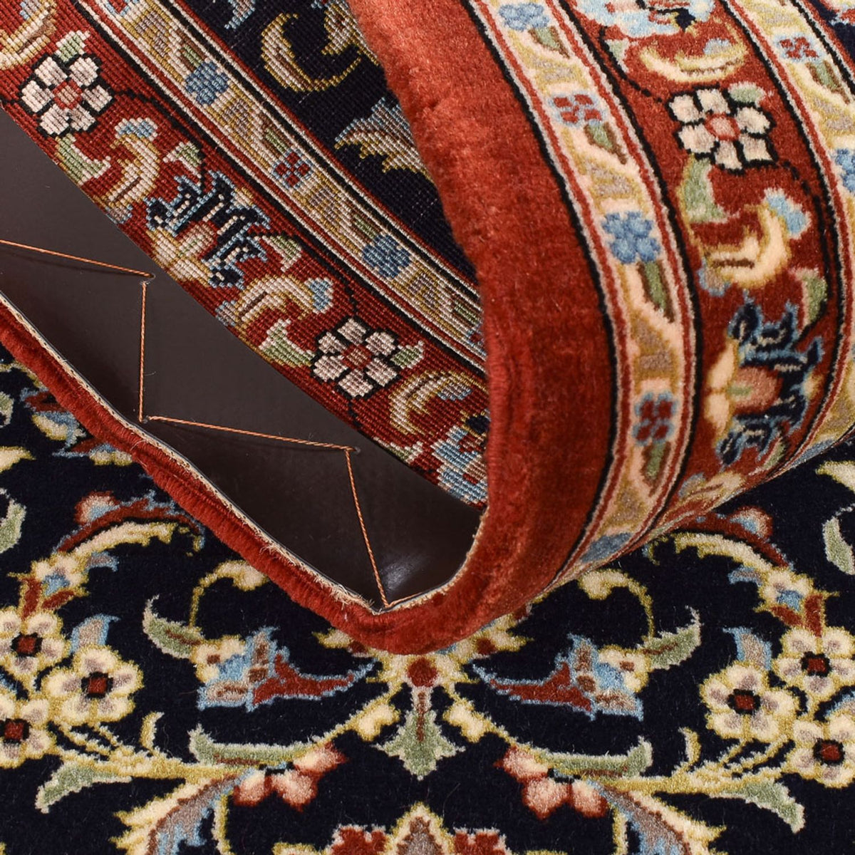 Tapis de couloir Tapis persan - Ghom - Royal - 196 x 54 cm - bleu foncé