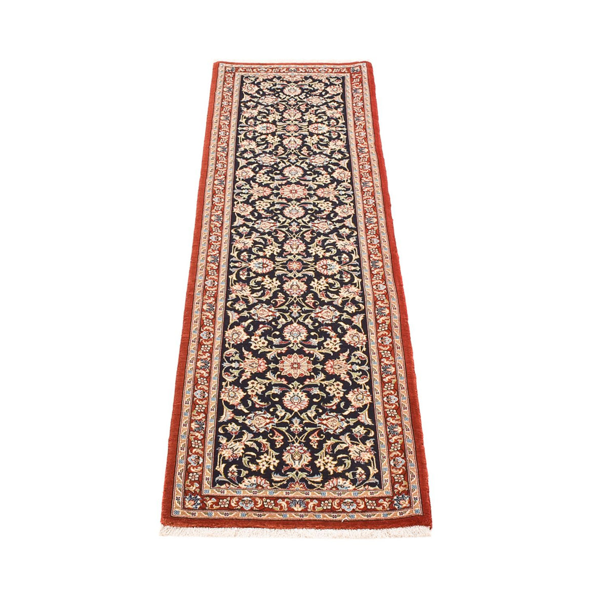 Tapis de couloir Tapis persan - Ghom - Royal - 196 x 54 cm - bleu foncé
