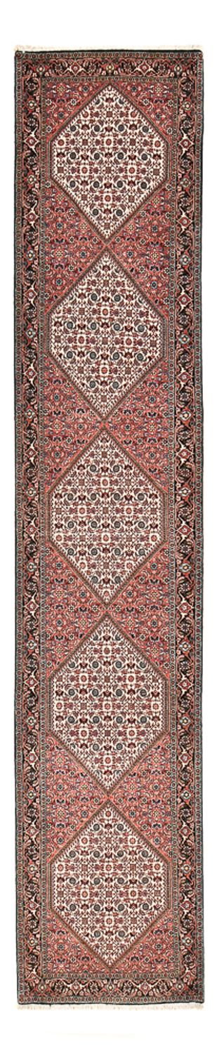 Tapis de couloir Tapis persan - Bidjar - 400 x 83 cm - rouge clair