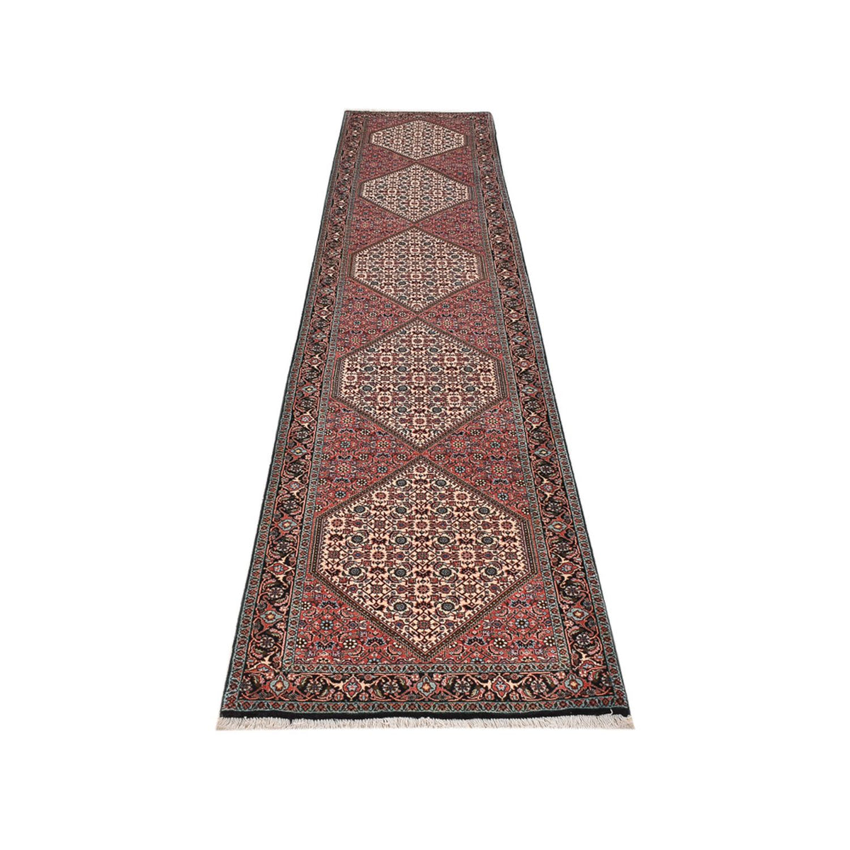 Tapis de couloir Tapis persan - Bidjar - 400 x 83 cm - rouge clair