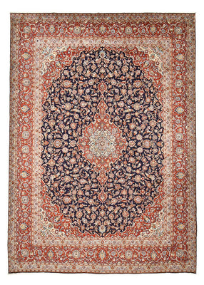 Tapis persan - Keshan - 424 x 308 cm - bleu foncé