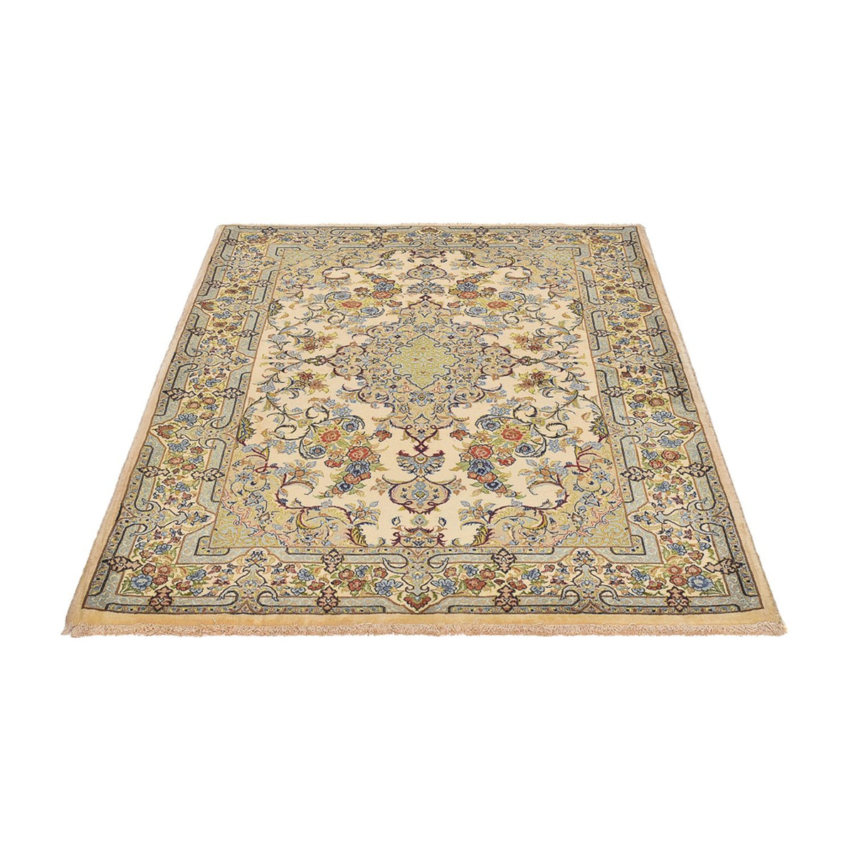 Tapis persan - Ghom - Royal - 211 x 130 cm - beige clair