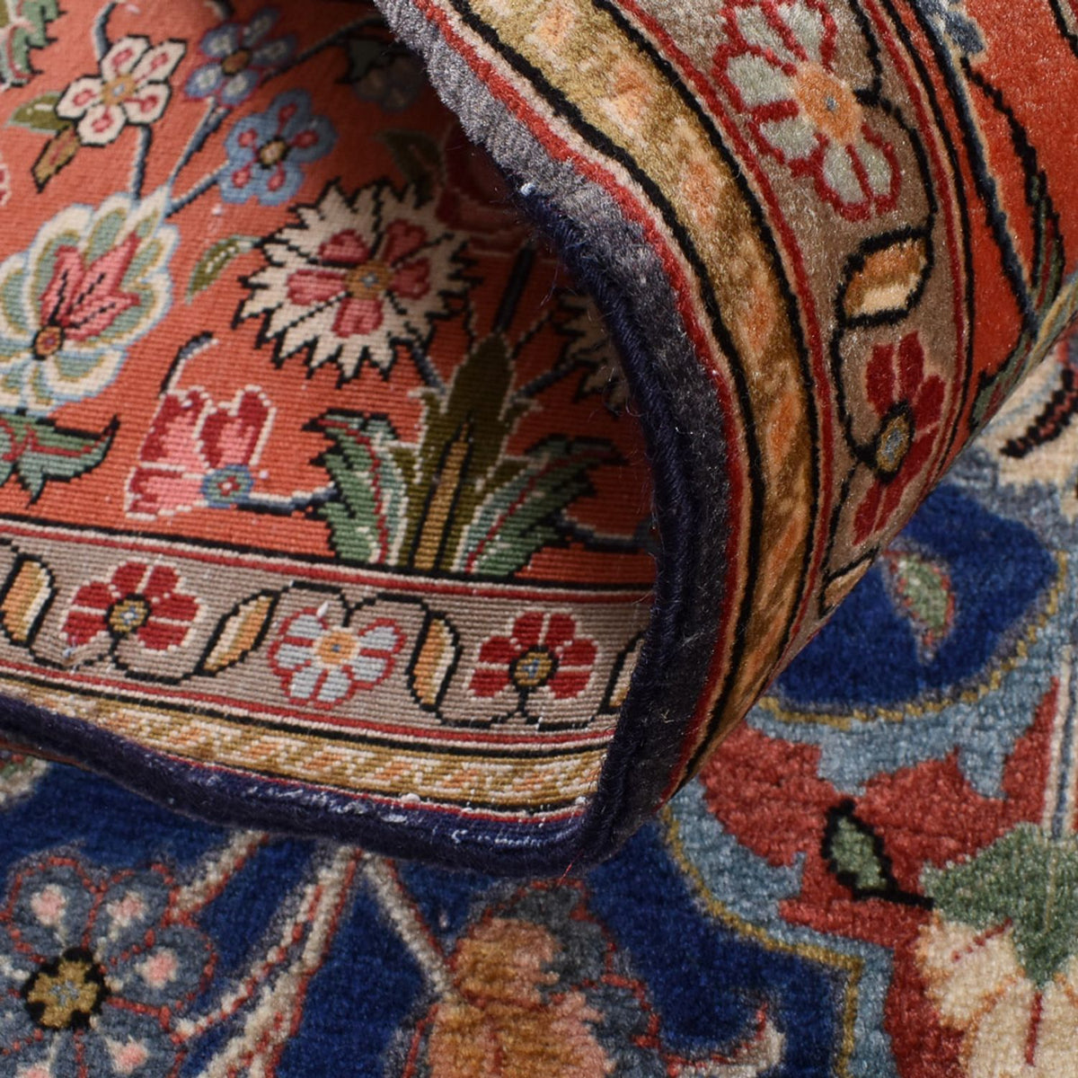 Tapis persan - Ghom - Royal - 208 x 137 cm - bleu foncé