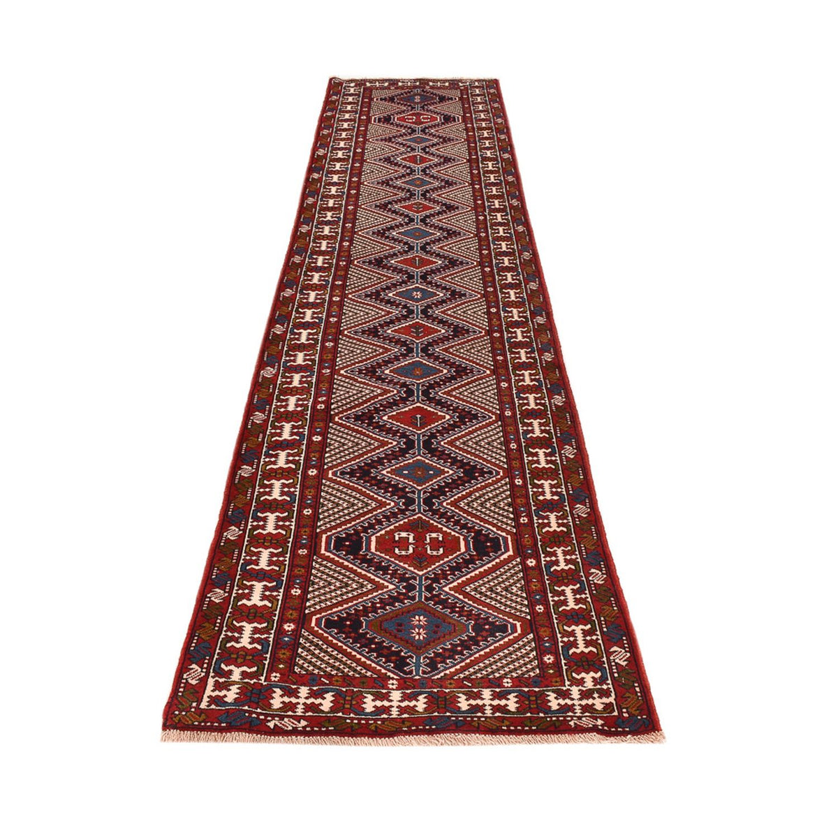 Tapis de couloir Tapis persan - Nomadic - 388 x 92 cm - rouge bordeaux