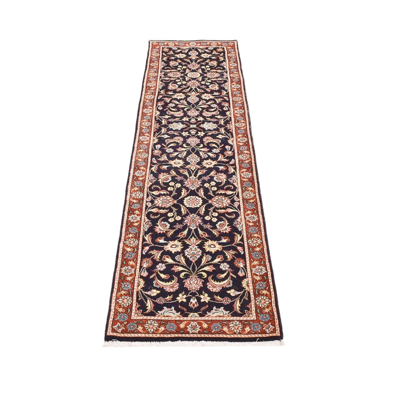 Tapis de couloir Tapis persan - Keshan - 293 x 66 cm - bleu foncé