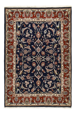 Tapis persan - Ghom - 212 x 146 cm - bleu foncé