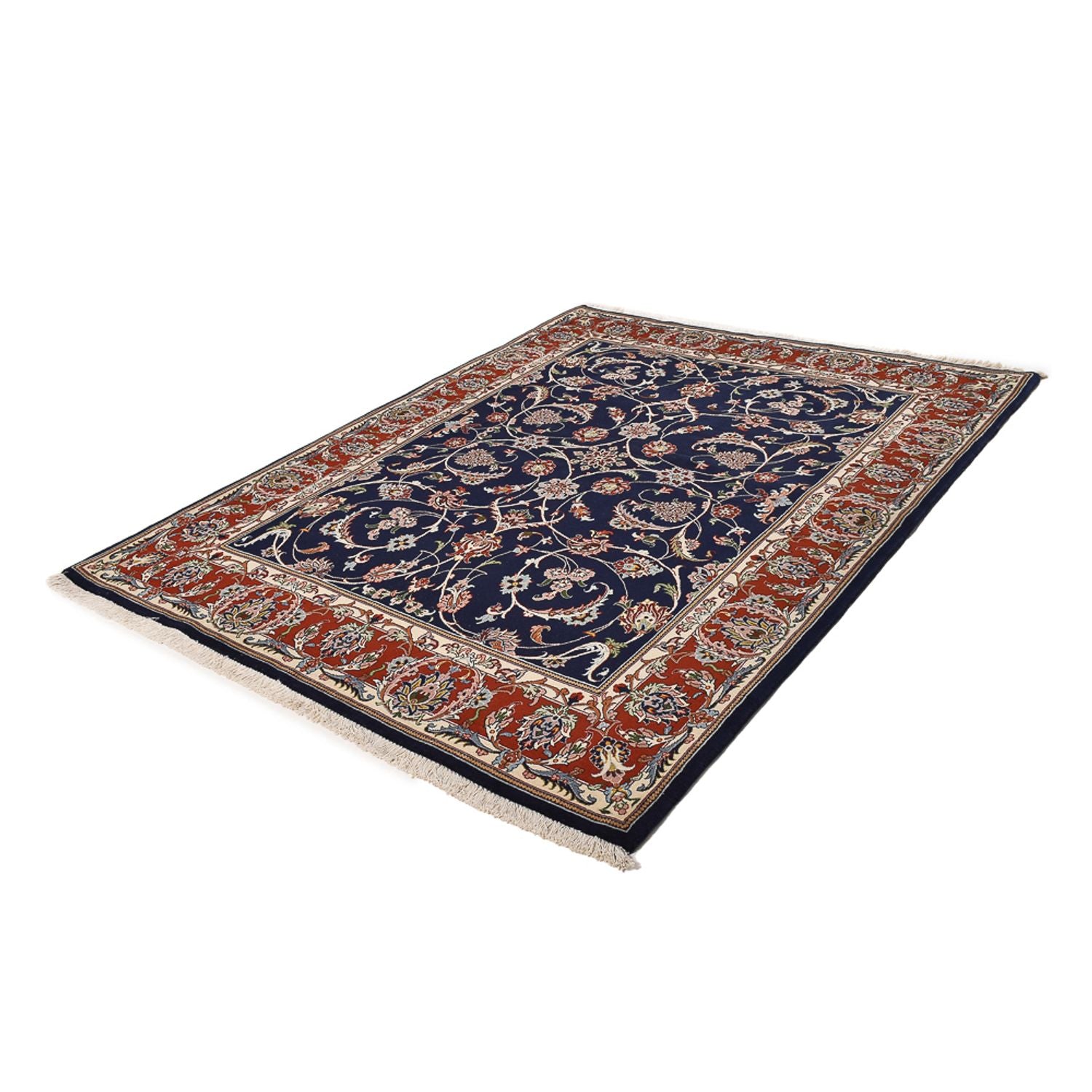 Tapis persan - Ghom - 212 x 146 cm - bleu foncé