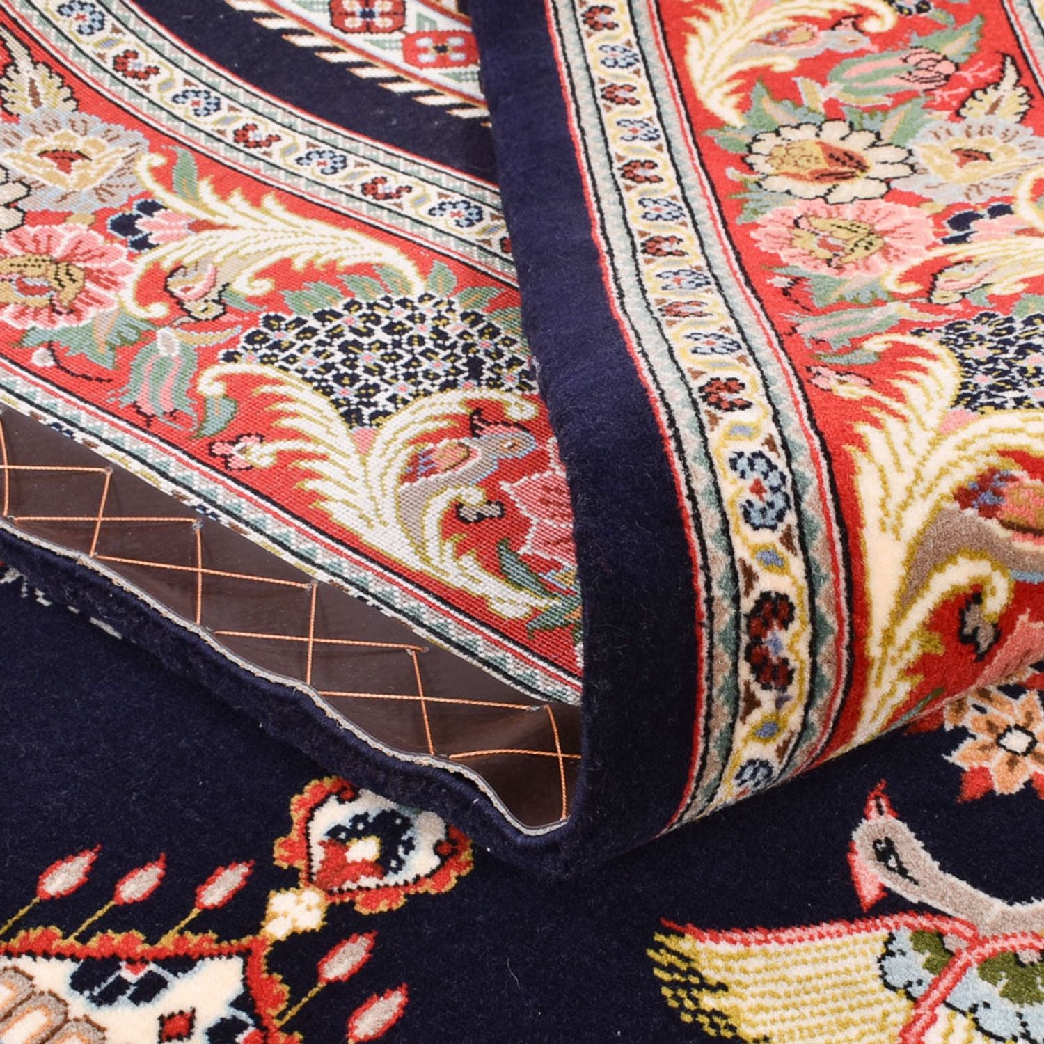 Tapis persan - Ghom - Royal - 218 x 135 cm - bleu foncé