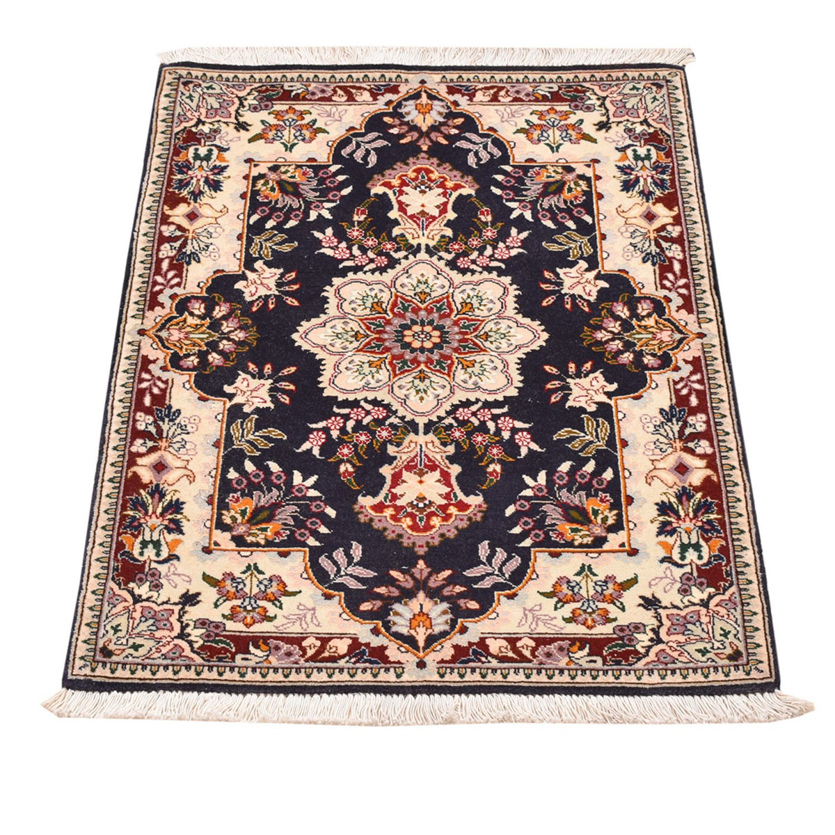 Tapis persan - Tabriz - Royal - 90 x 60 cm - bleu foncé