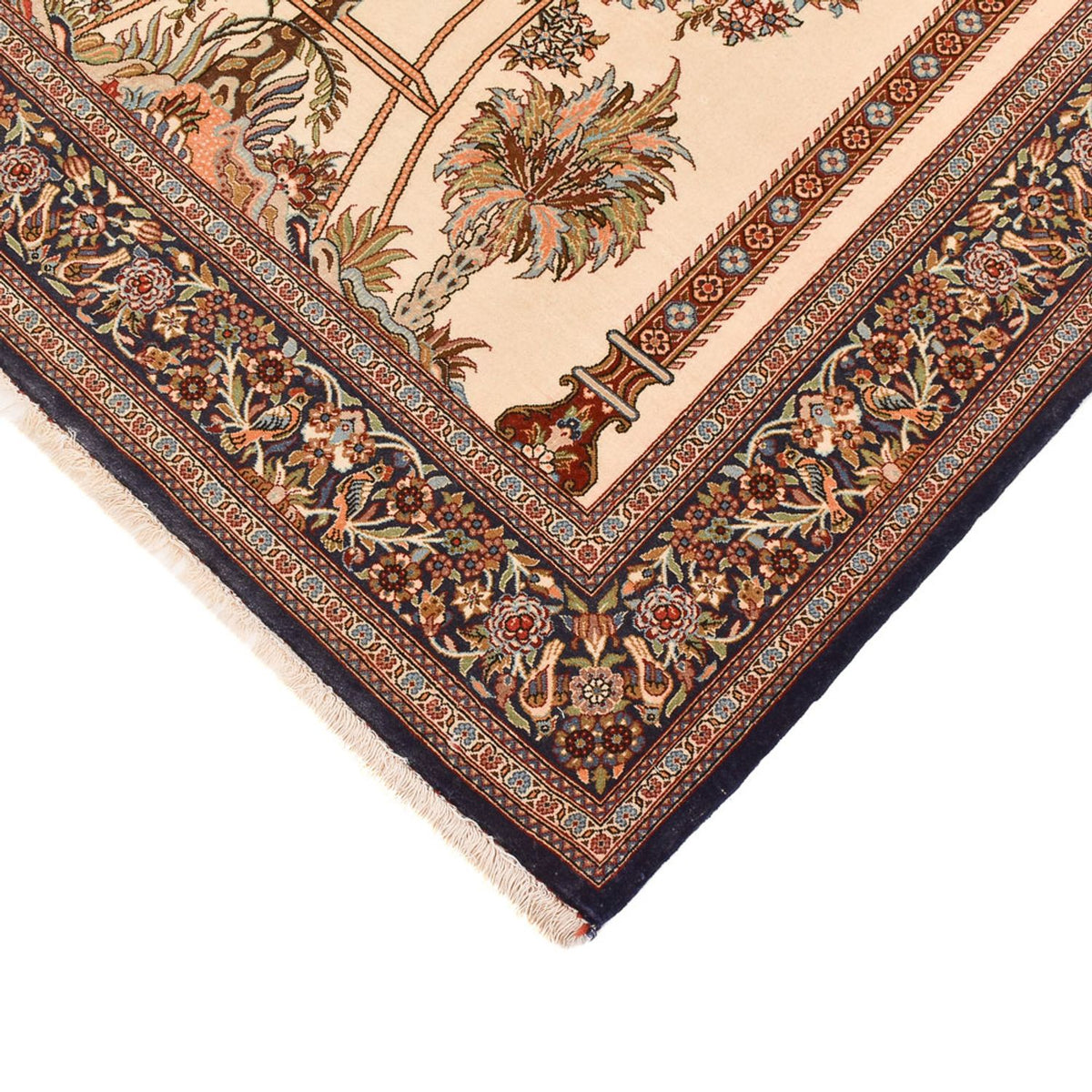 Tapis persan - Ghom - Royal - 204 x 132 cm - beige