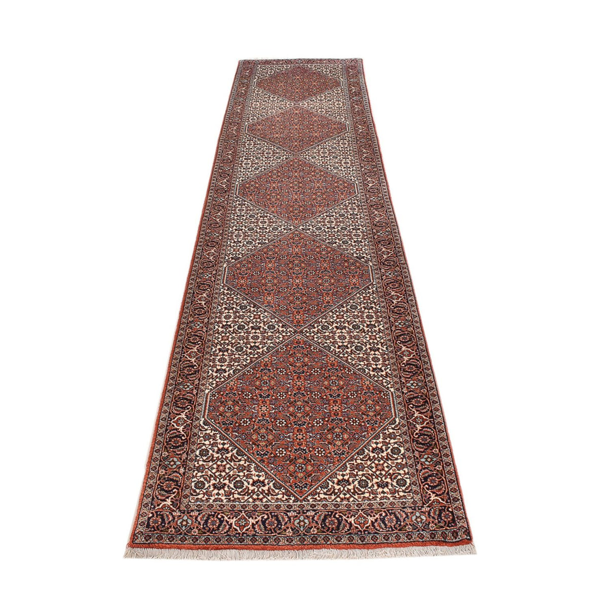Tapis de couloir Tapis persan - Bidjar - 377 x 83 cm - rouille