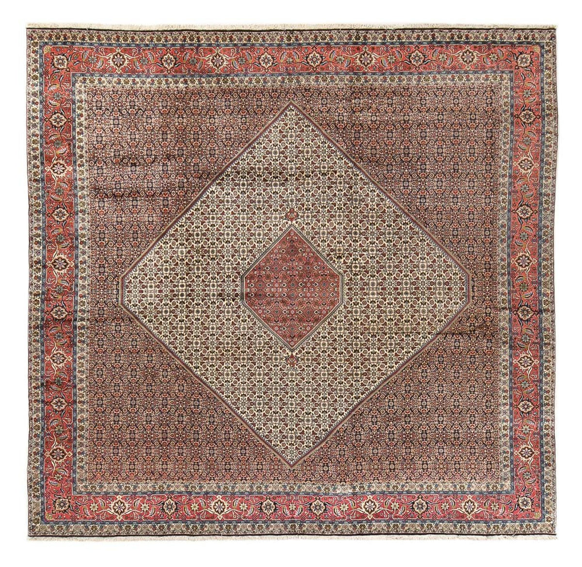 Tapis persan - Bidjar carré  - 400 x 400 cm - rouille