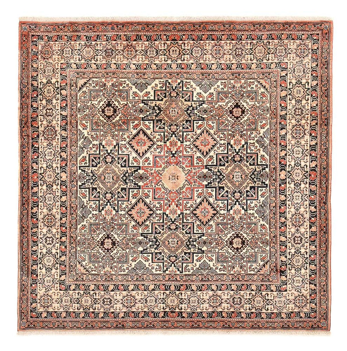 Tapis Gabbeh - Persan Kashkuli carré  - 195 x 195 cm - beige foncé