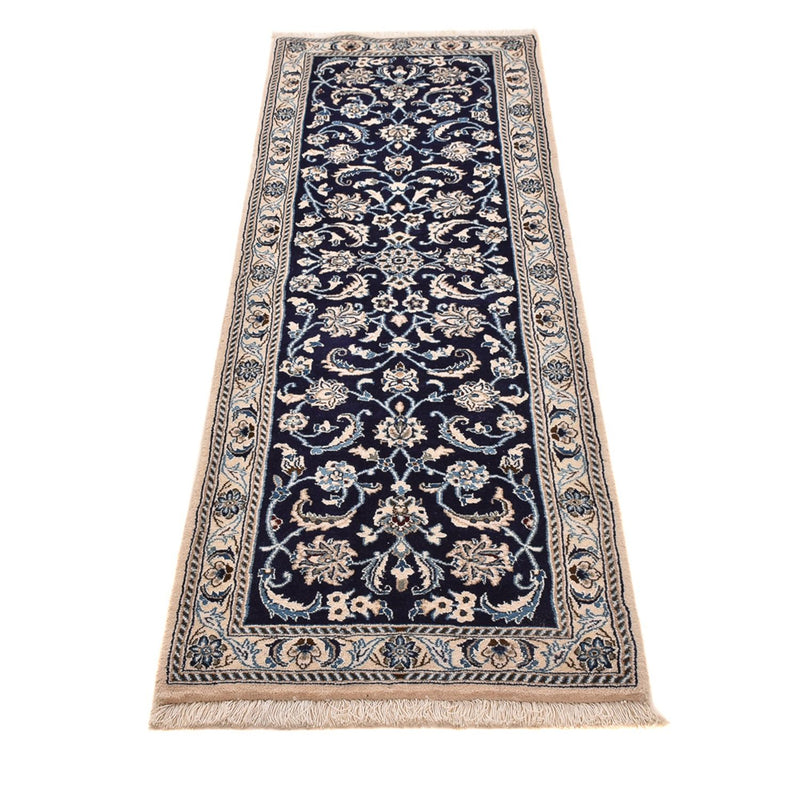 Tapis de couloir Tapis persan - Nain - Royal - 197 x 61 cm - bleu foncé