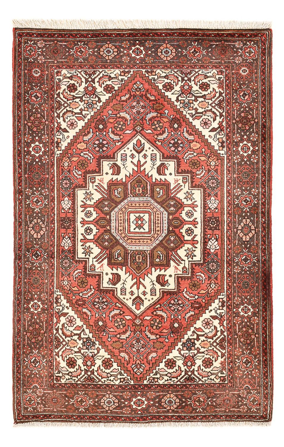 Tapis persan - Bidjar - 138 x 86 cm - rouge clair