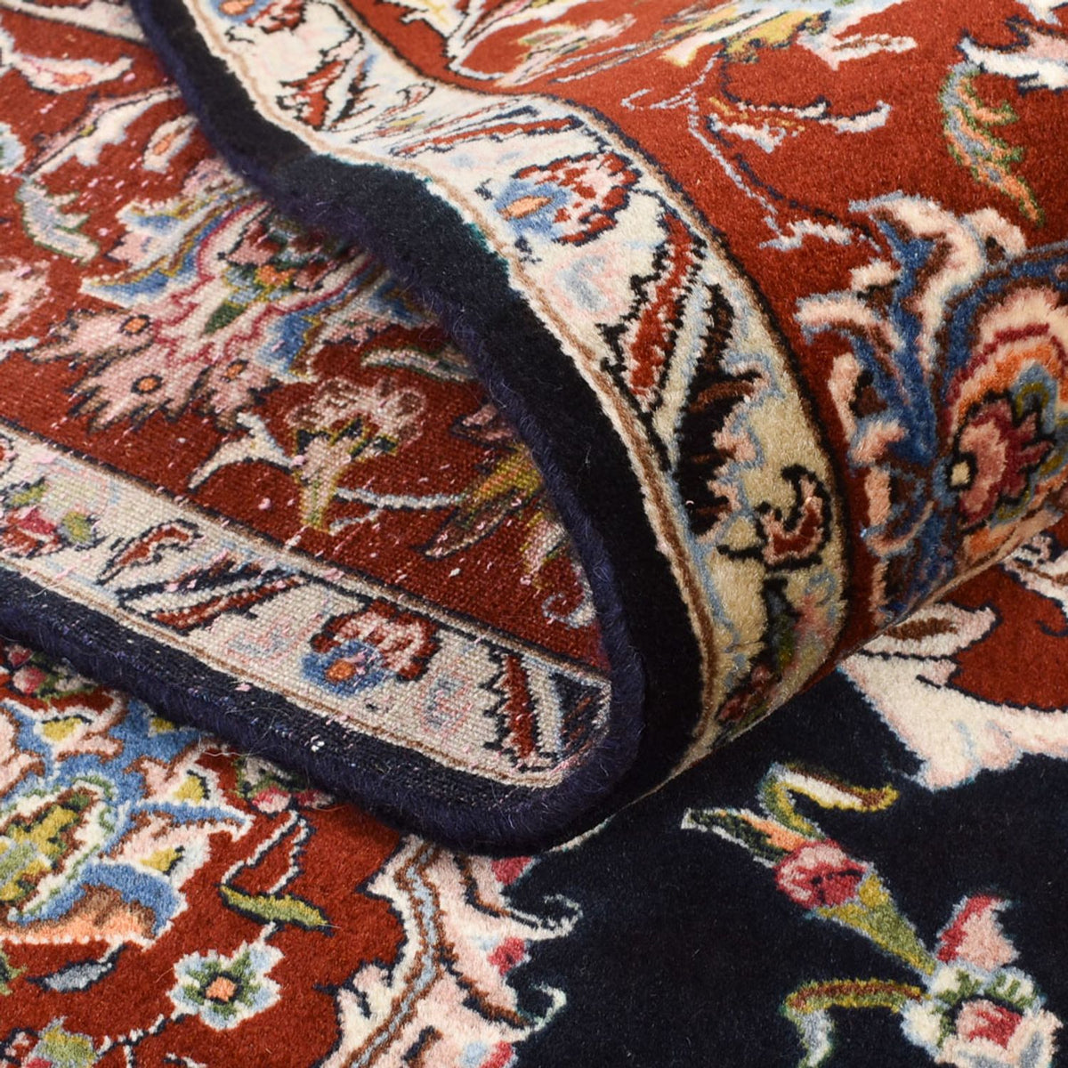 Tapis persan - Ghom - 180 x 140 cm - bleu foncé