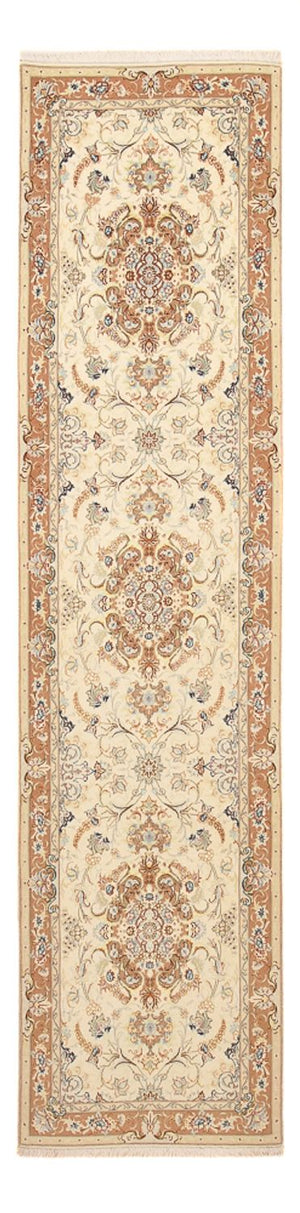Tapis de couloir Tapis persan - Tabriz - Royal - 370 x 87 cm - beige