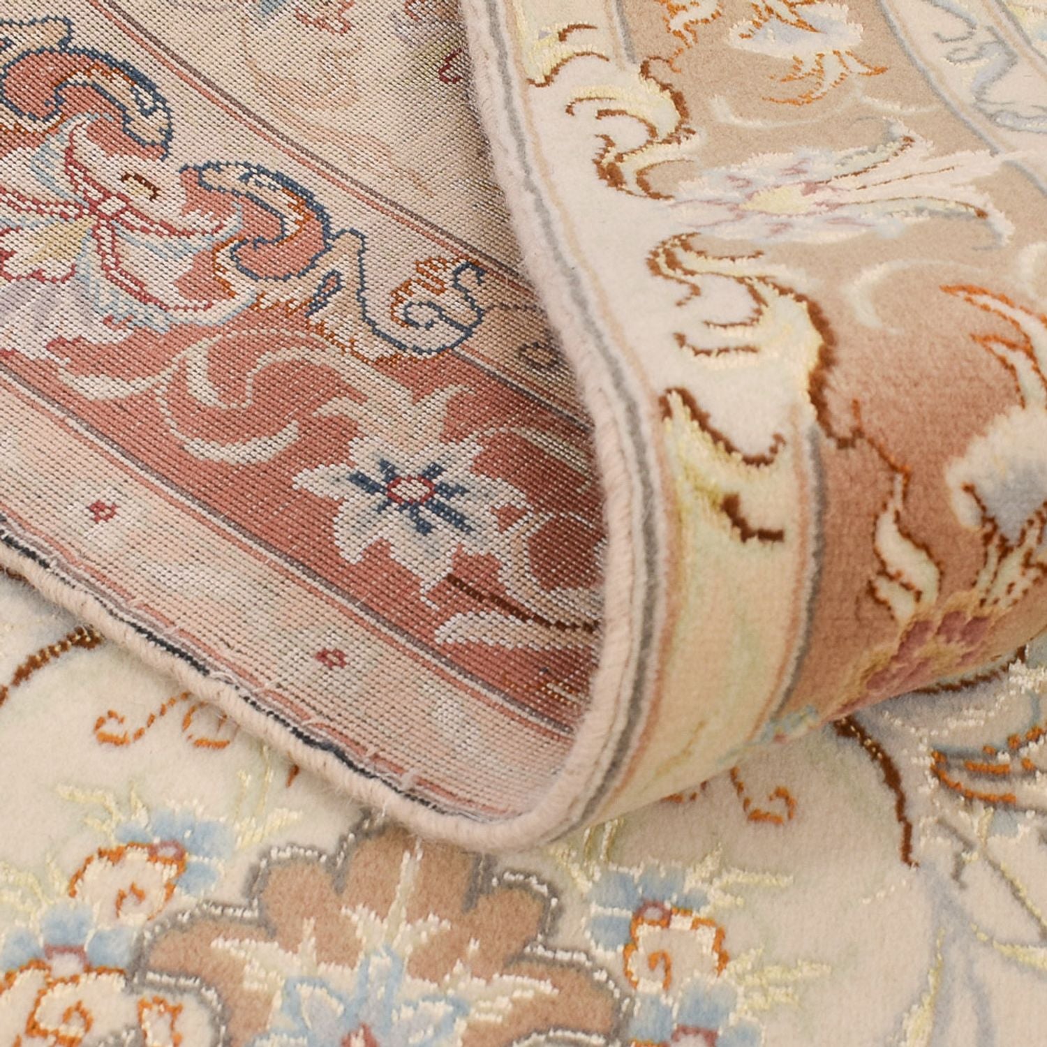 Tapis de couloir Tapis persan - Tabriz - Royal - 370 x 87 cm - beige