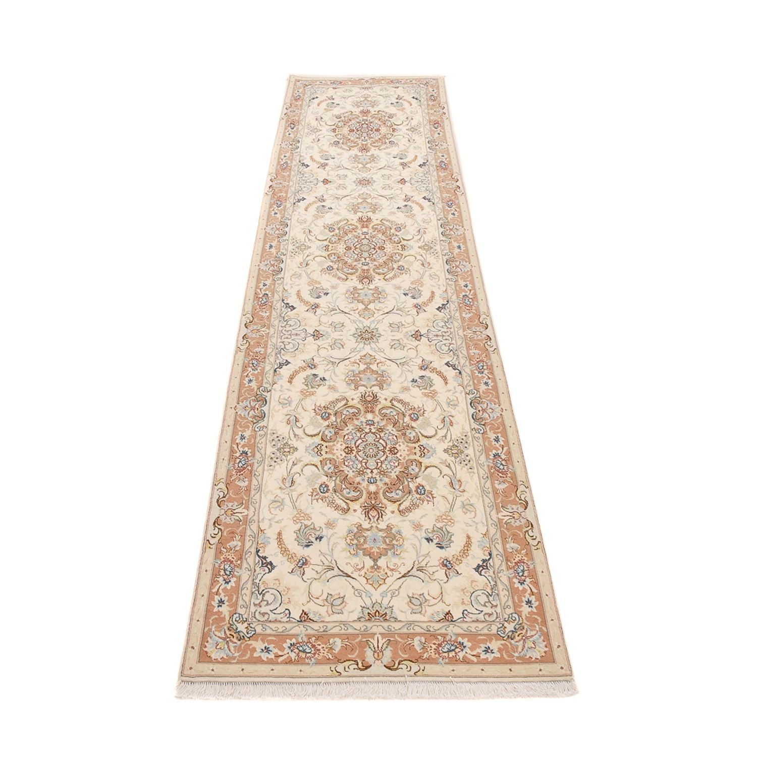 Tapis de couloir Tapis persan - Tabriz - Royal - 370 x 87 cm - beige
