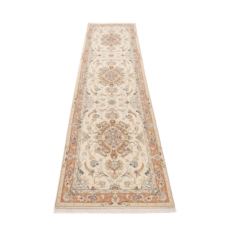 Tapis de couloir Tapis persan - Tabriz - Royal - 370 x 87 cm - beige