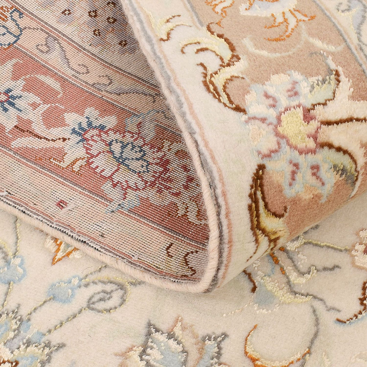 Tapis de couloir Tapis persan - Tabriz - Royal - 372 x 87 cm - beige