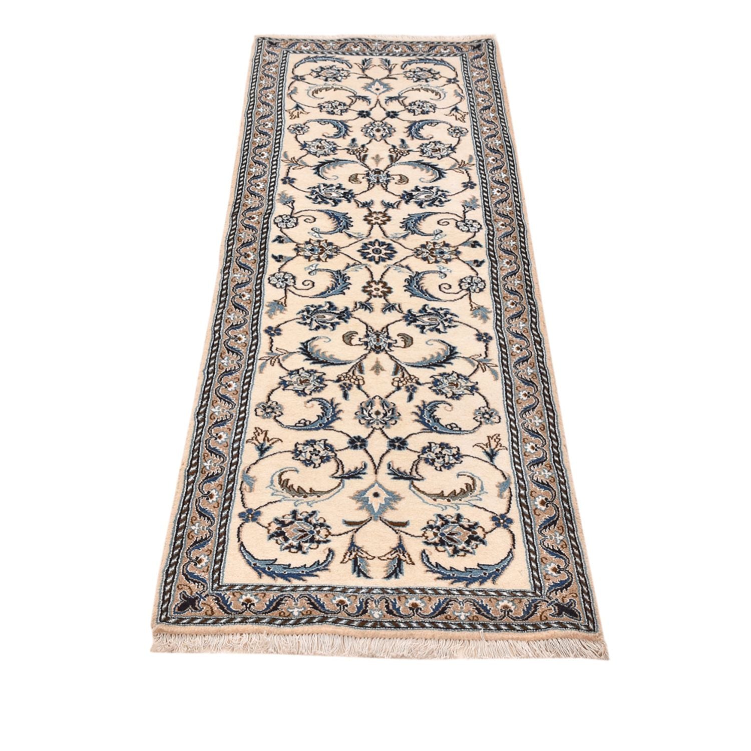 Tapis de couloir Tapis persan - Nain - Royal - 200 x 60 cm - crème