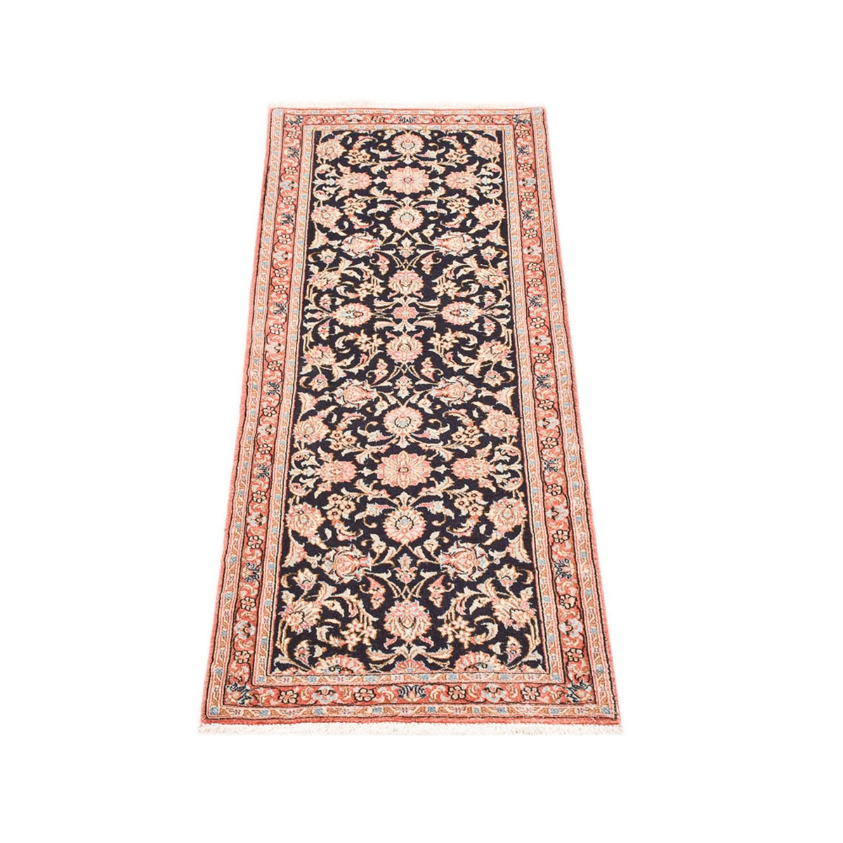 Tapis de couloir Tapis persan - Ghom - Royal - 150 x 52 cm - bleu foncé