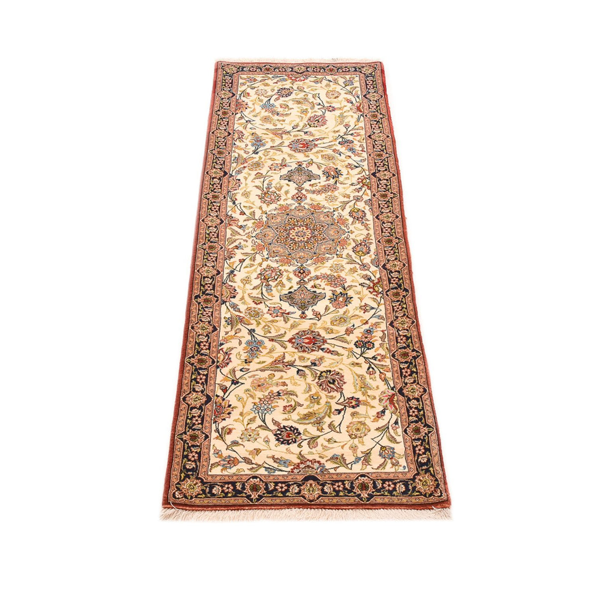 Tapis de couloir Tapis persan - Ghom - Royal - 195 x 58 cm - beige clair