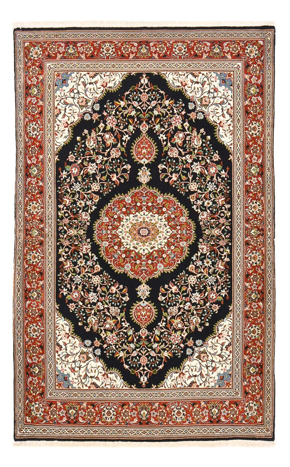 Tapis persan - Ghom - Royal - 218 x 138 cm - bleu foncé
