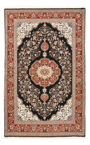 Tapis persan - Ghom - Royal - 218 x 138 cm - bleu foncé
