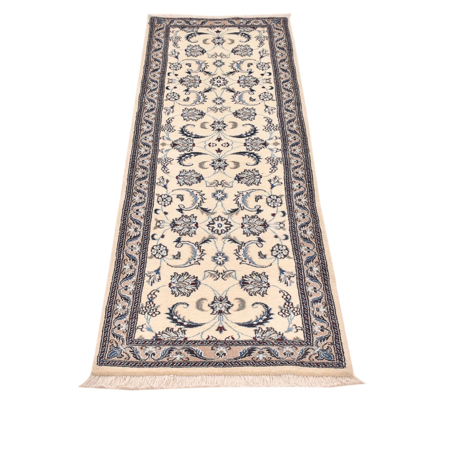 Tapis de couloir Tapis persan - Nain - Royal - 202 x 58 cm - crème
