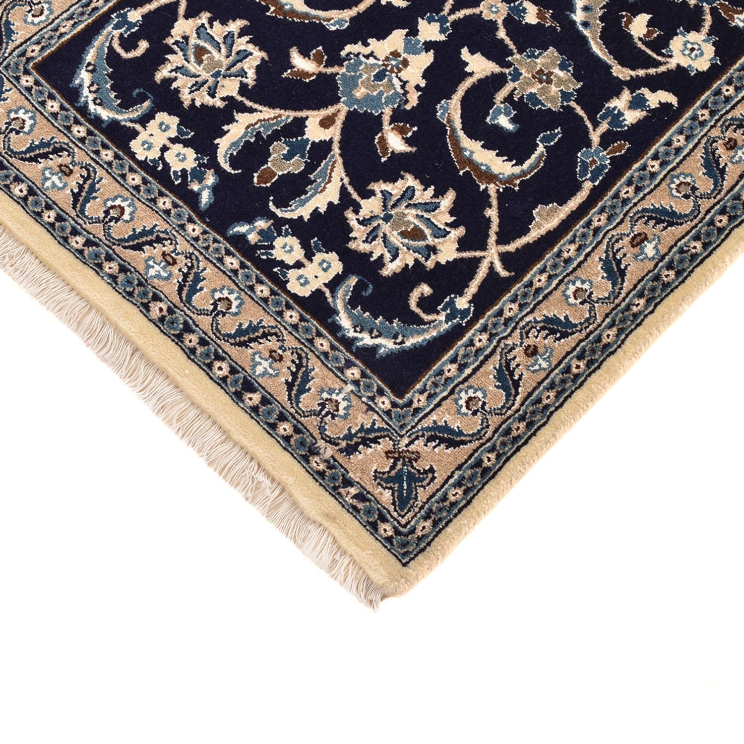Tapis de couloir Tapis persan - Nain - Royal - 196 x 66 cm - bleu foncé