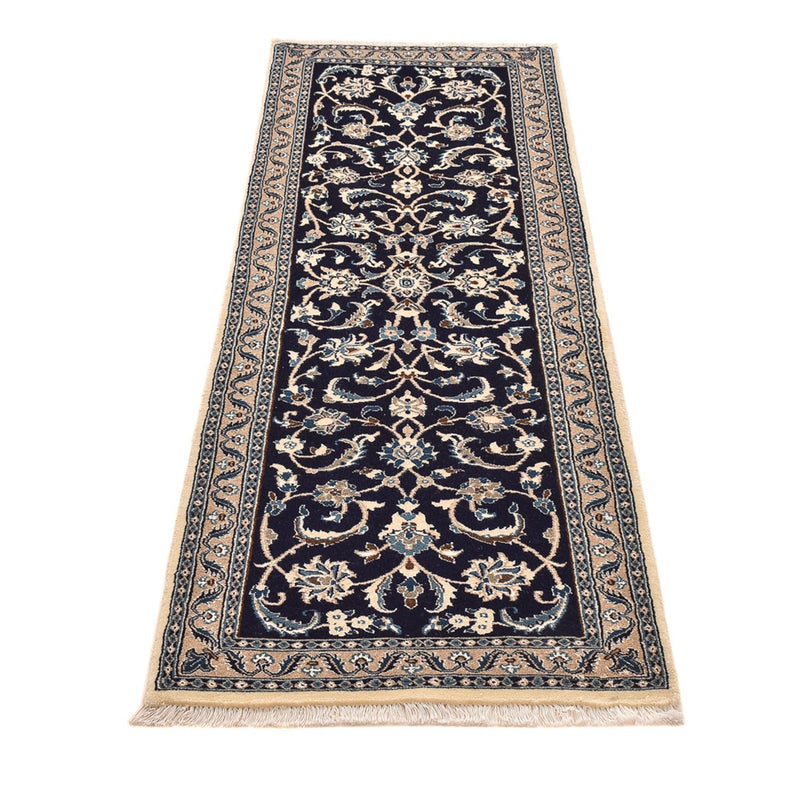 Tapis de couloir Tapis persan - Nain - Royal - 196 x 66 cm - bleu foncé