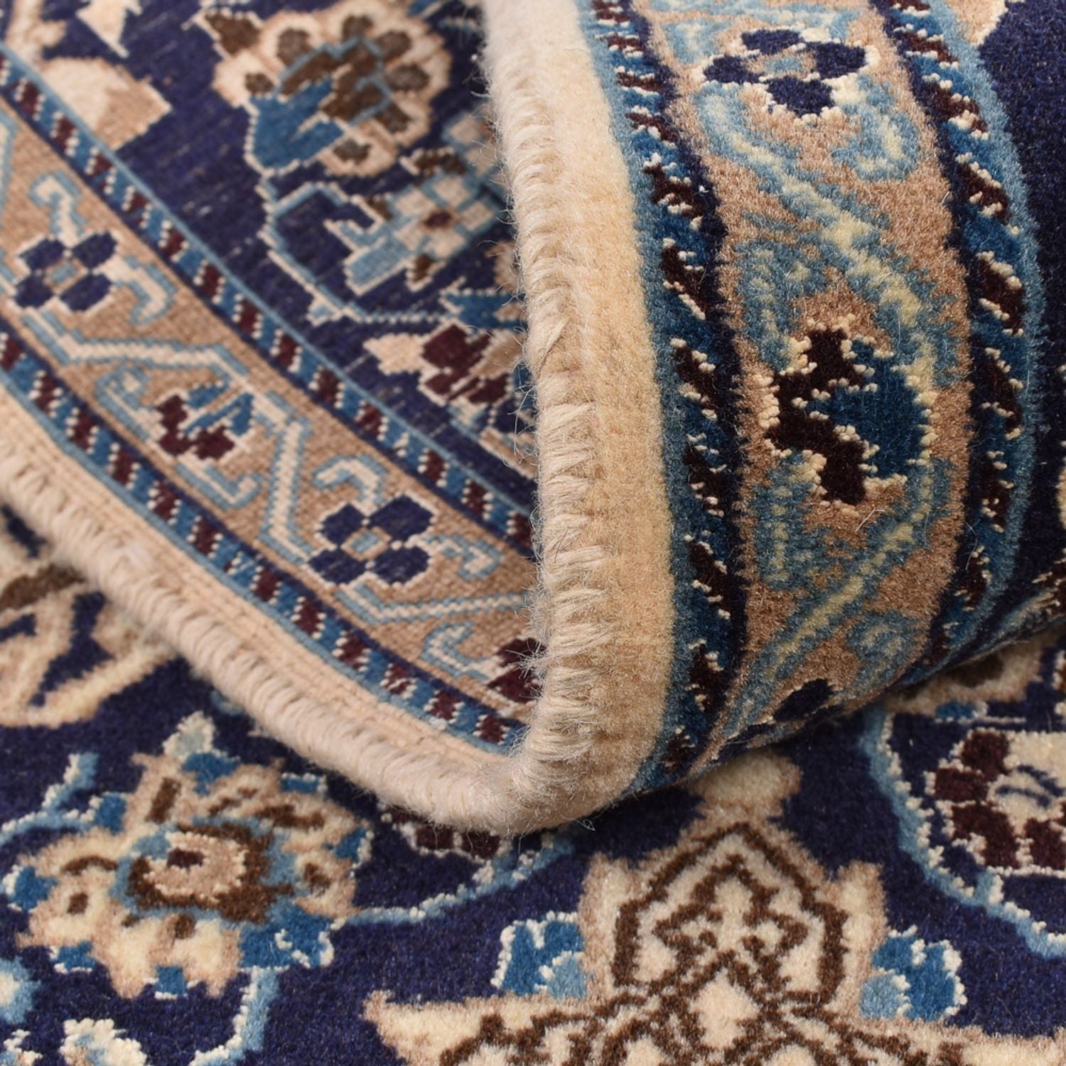 Tapis de couloir Tapis persan - Nain - Royal - 188 x 65 cm - bleu foncé