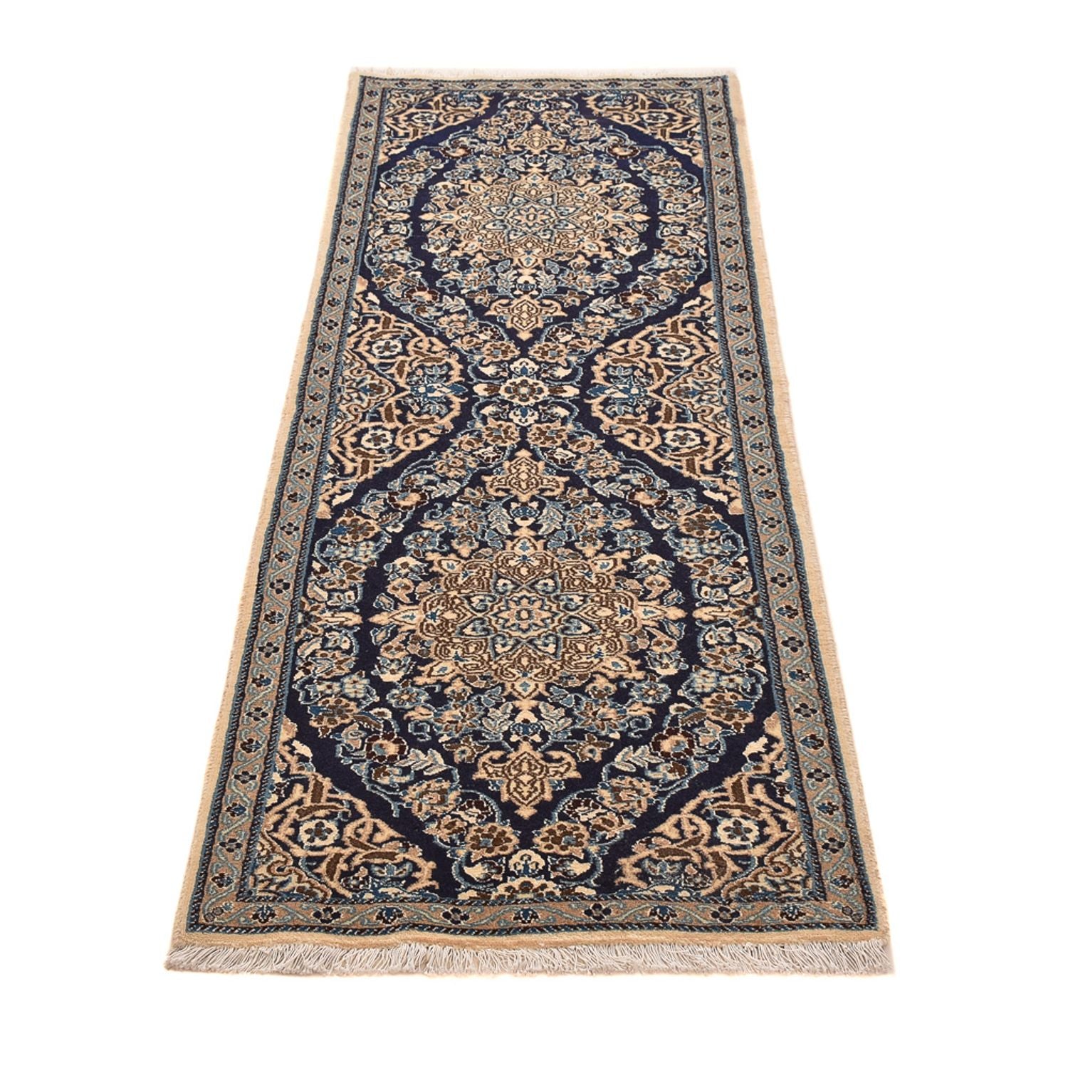 Tapis de couloir Tapis persan - Nain - Royal - 188 x 65 cm - bleu foncé