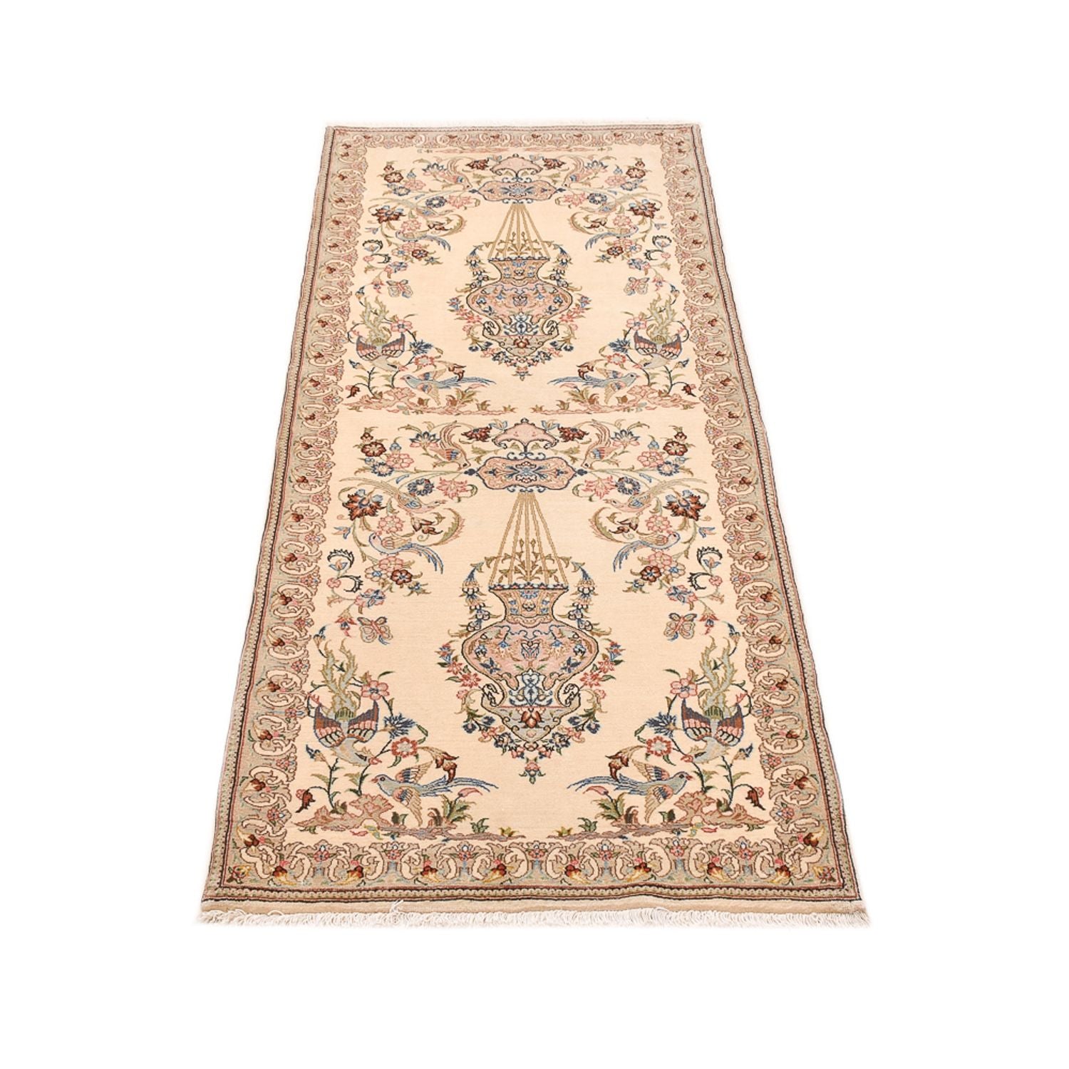 Tapis de couloir Tapis persan - Ghom - 193 x 77 cm - beige