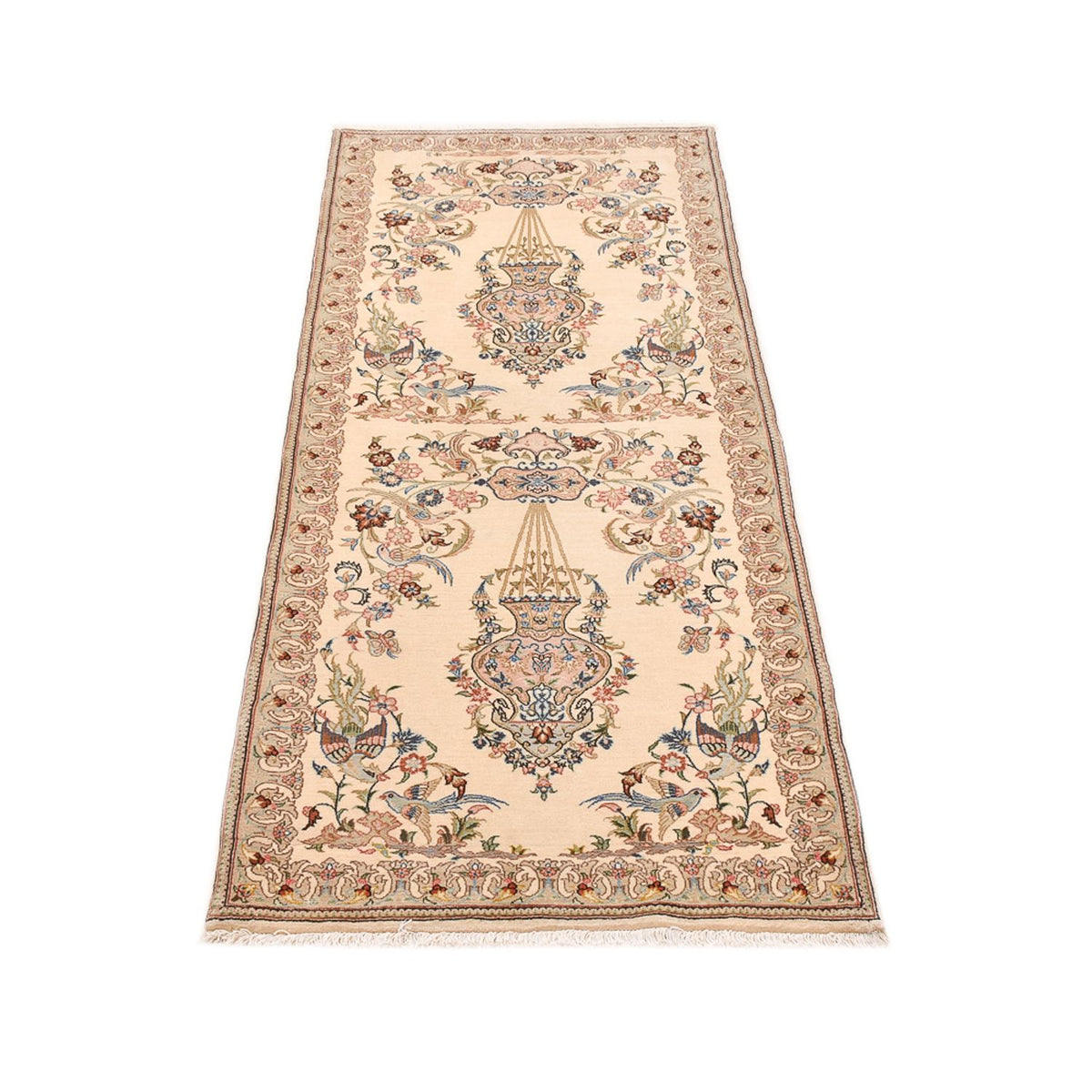 Tapis de couloir Tapis persan - Ghom - 193 x 77 cm - beige