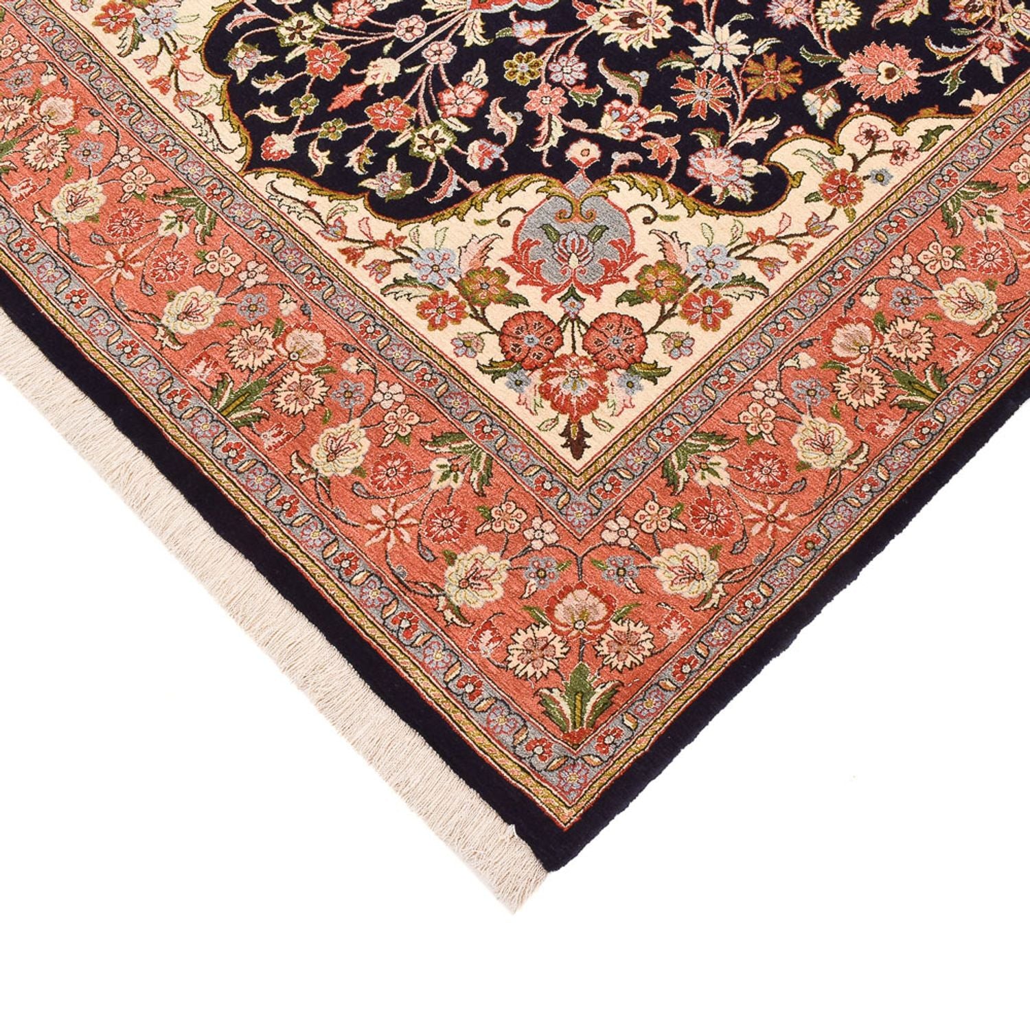 Tapis persan - Ghom - Royal - 227 x 140 cm - bleu foncé