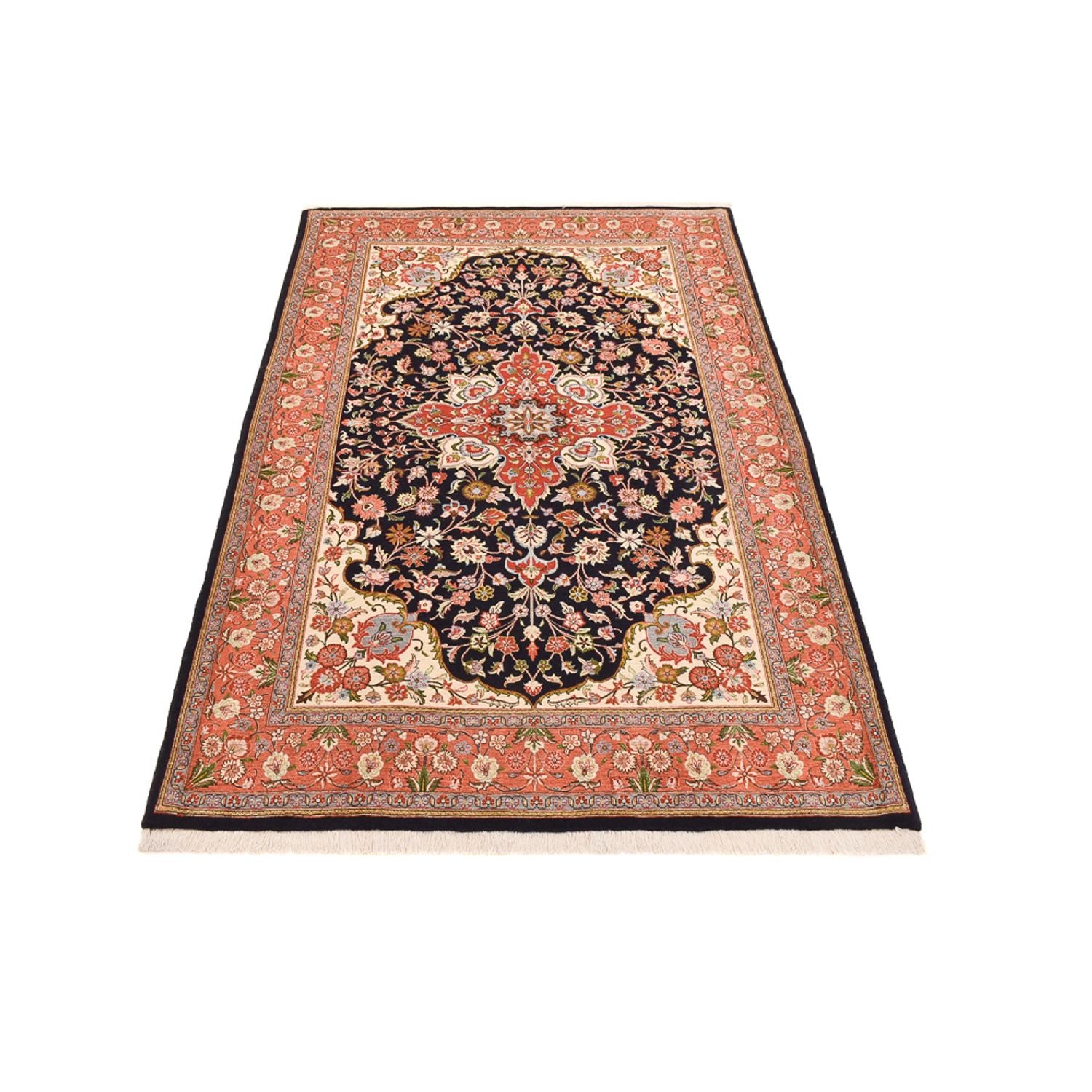 Tapis persan - Ghom - Royal - 227 x 140 cm - bleu foncé