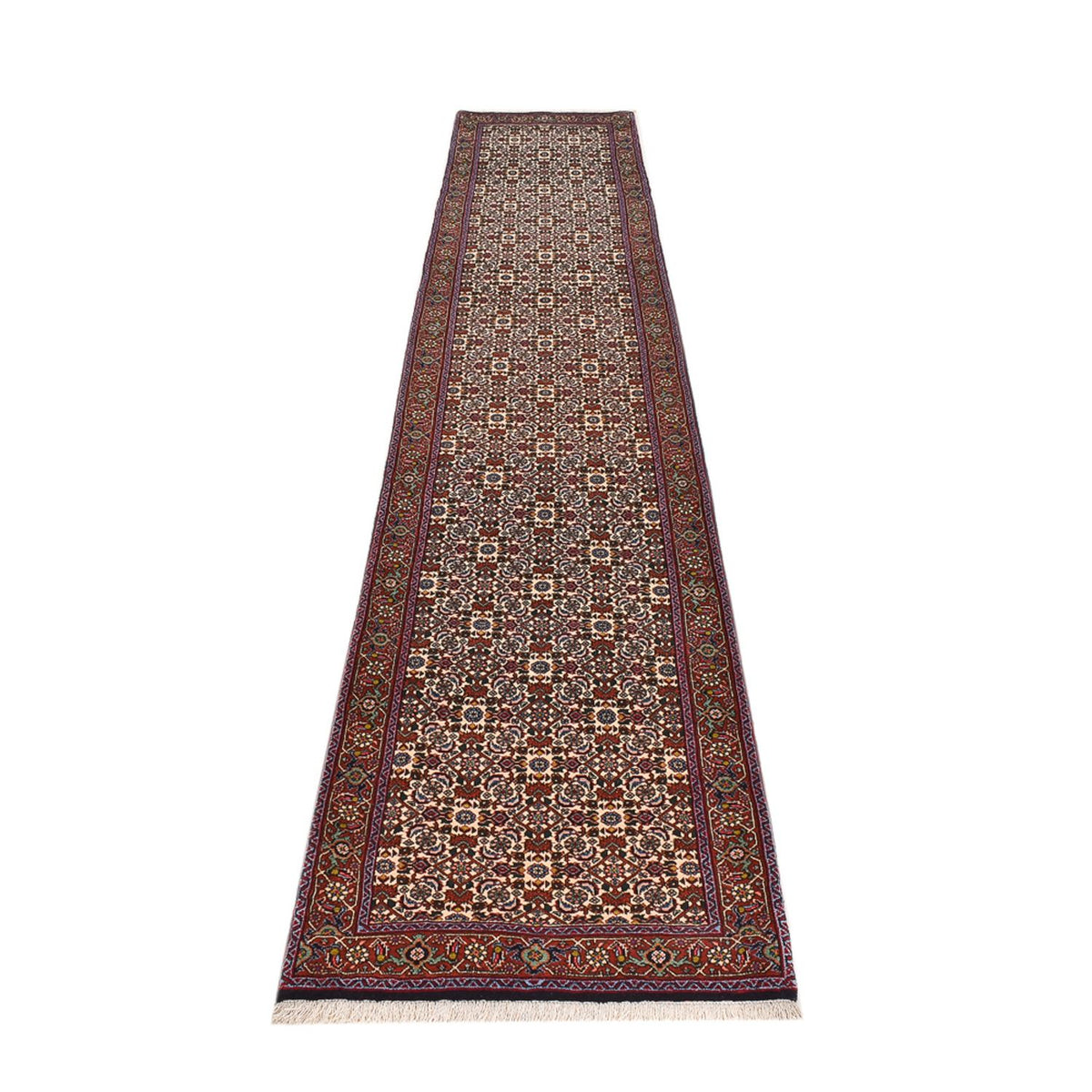 Tapis de couloir Tapis persan - Bidjar - 392 x 76 cm - rouille