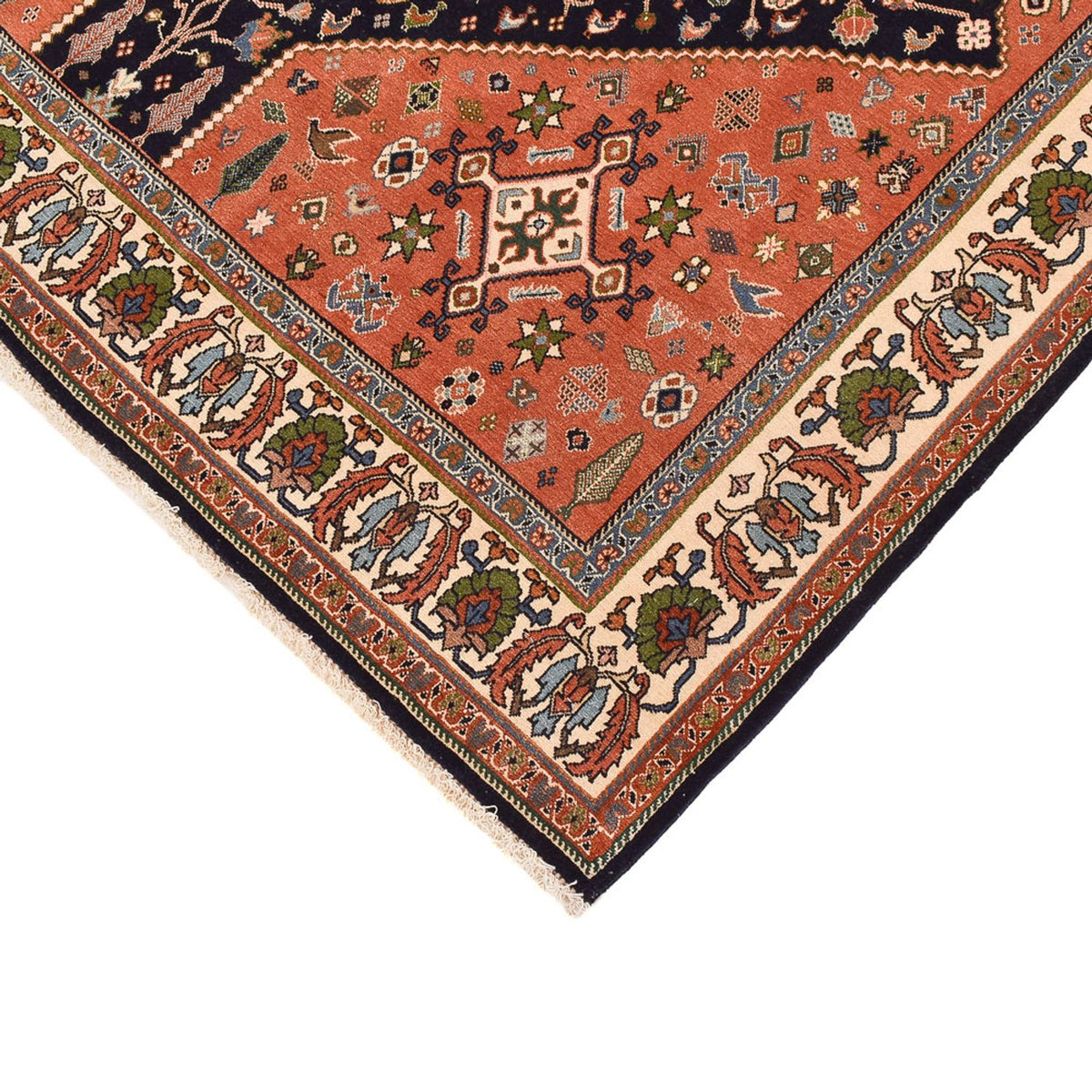 Tapis Gabbeh - Persan Kashkuli - 233 x 169 cm - bleu foncé