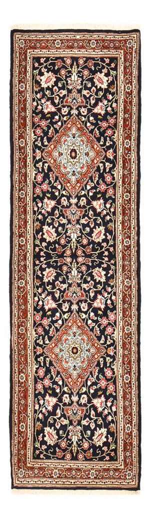 Tapis de couloir Tapis persan - Ghom - Royal - 202 x 60 cm - bleu foncé