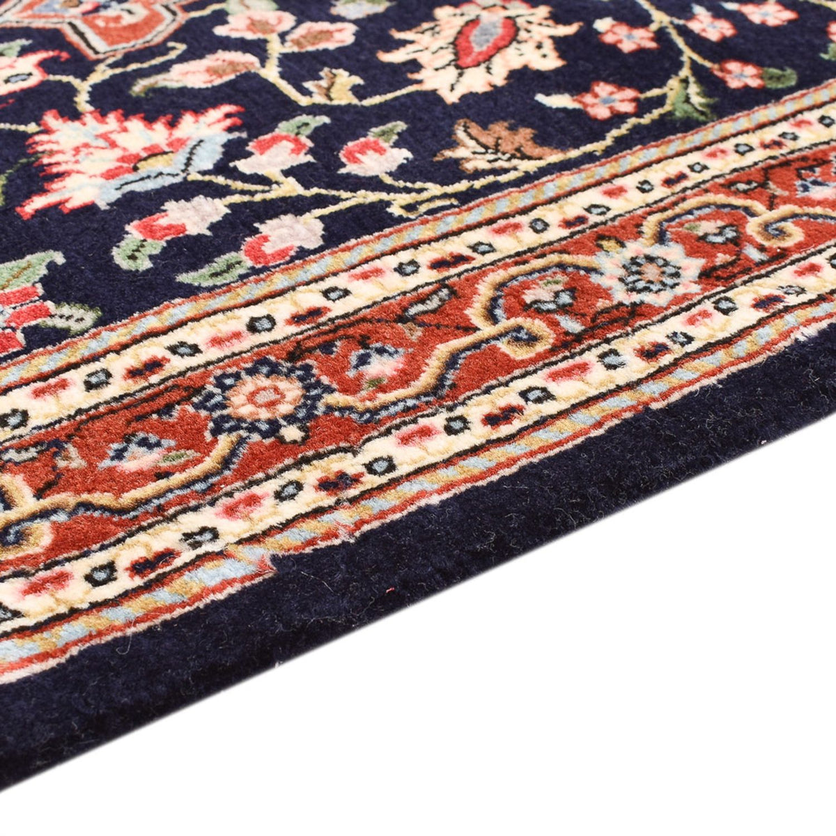 Tapis de couloir Tapis persan - Ghom - Royal - 202 x 60 cm - bleu foncé
