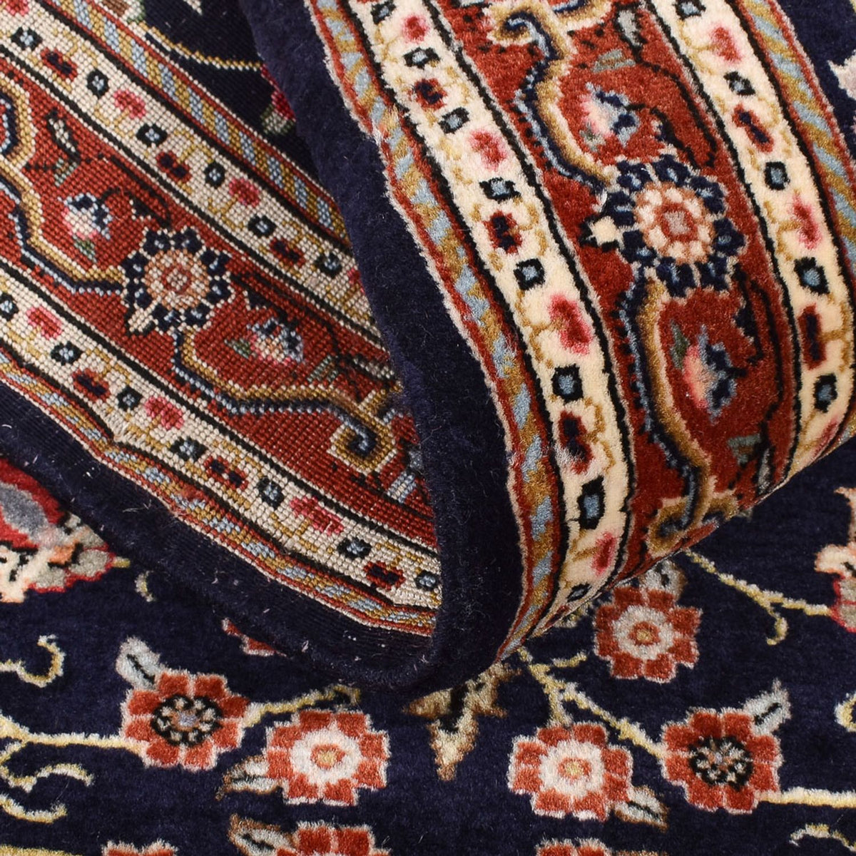 Tapis de couloir Tapis persan - Ghom - Royal - 202 x 60 cm - bleu foncé