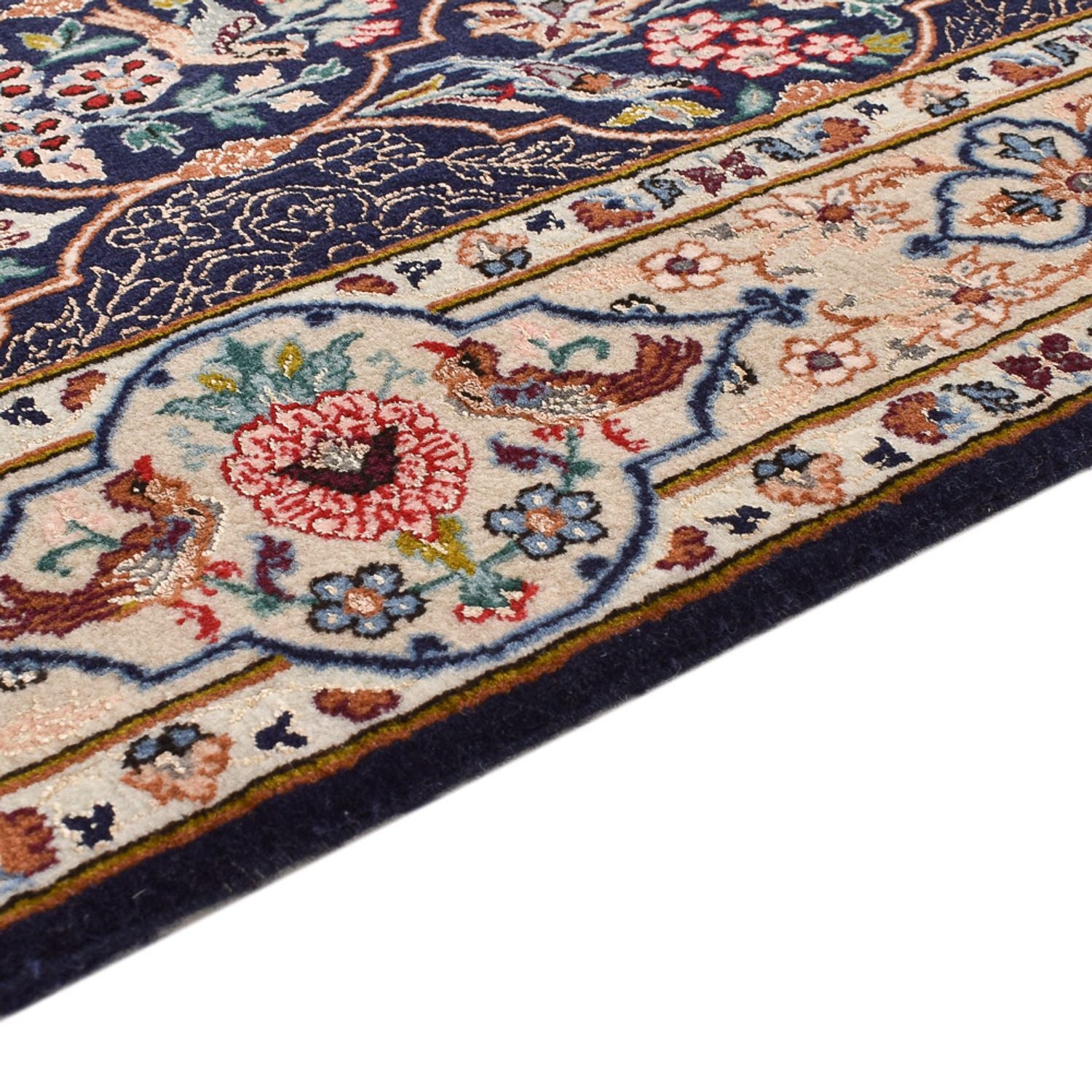 Tapis de couloir Tapis persan - Ghom - Royal - 300 x 80 cm - bleu foncé