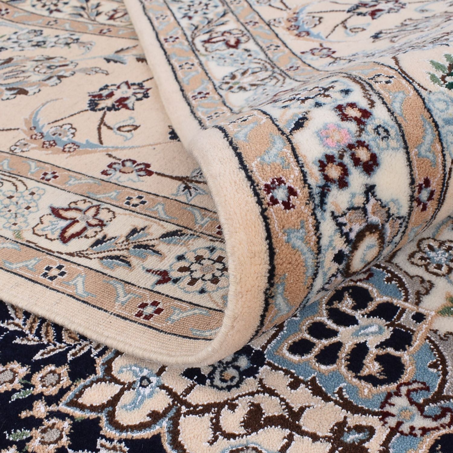 Tapis persan - Nain - Premium - 306 x 254 cm - bleu foncé