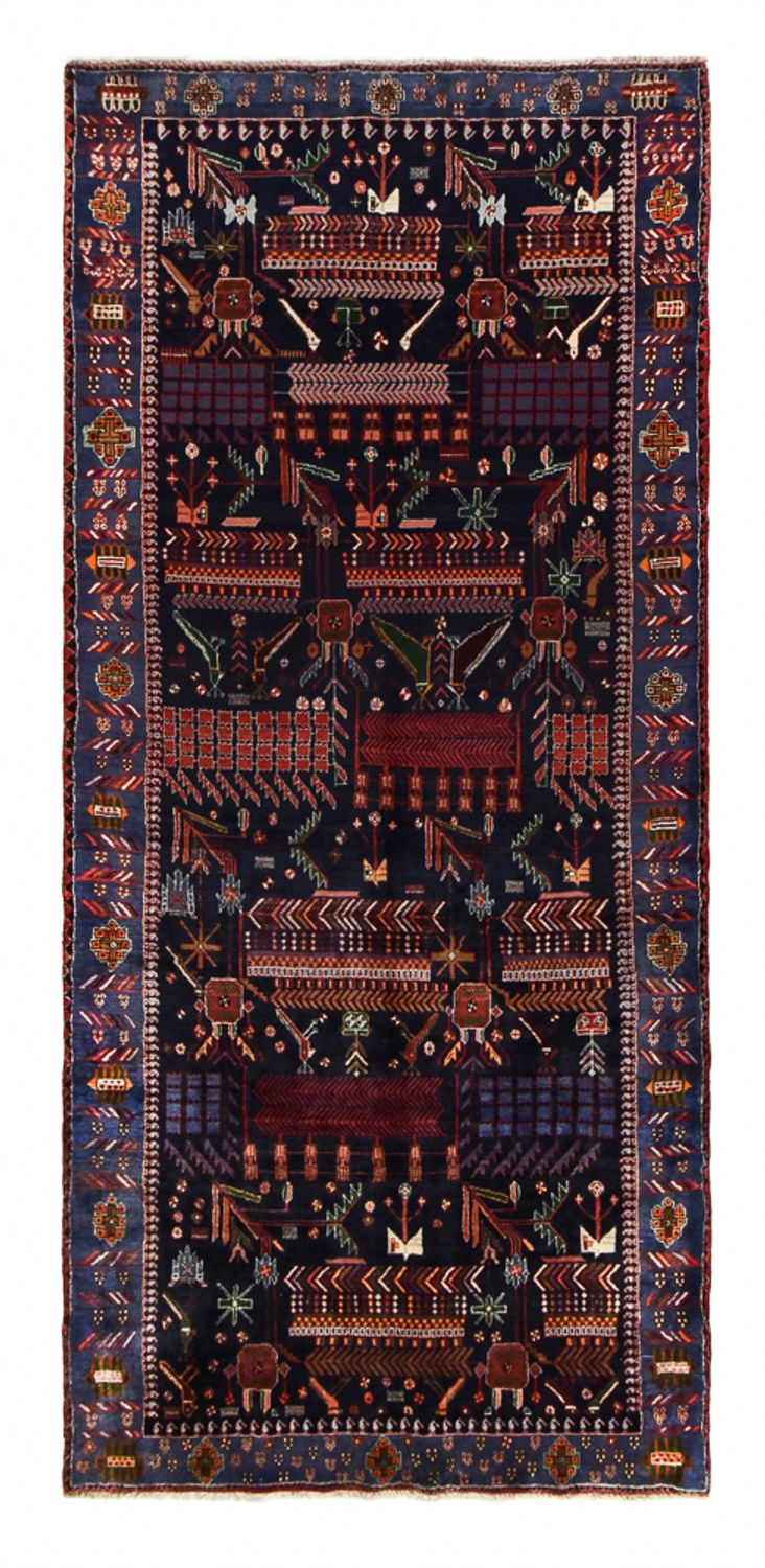 Tapis de couloir Tapis persan - Nomadic - 382 x 168 cm - rouge foncé