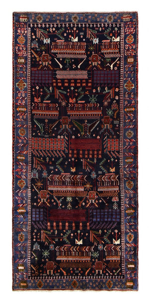 Tapis de couloir Tapis persan - Nomadic - 382 x 168 cm - rouge foncé
