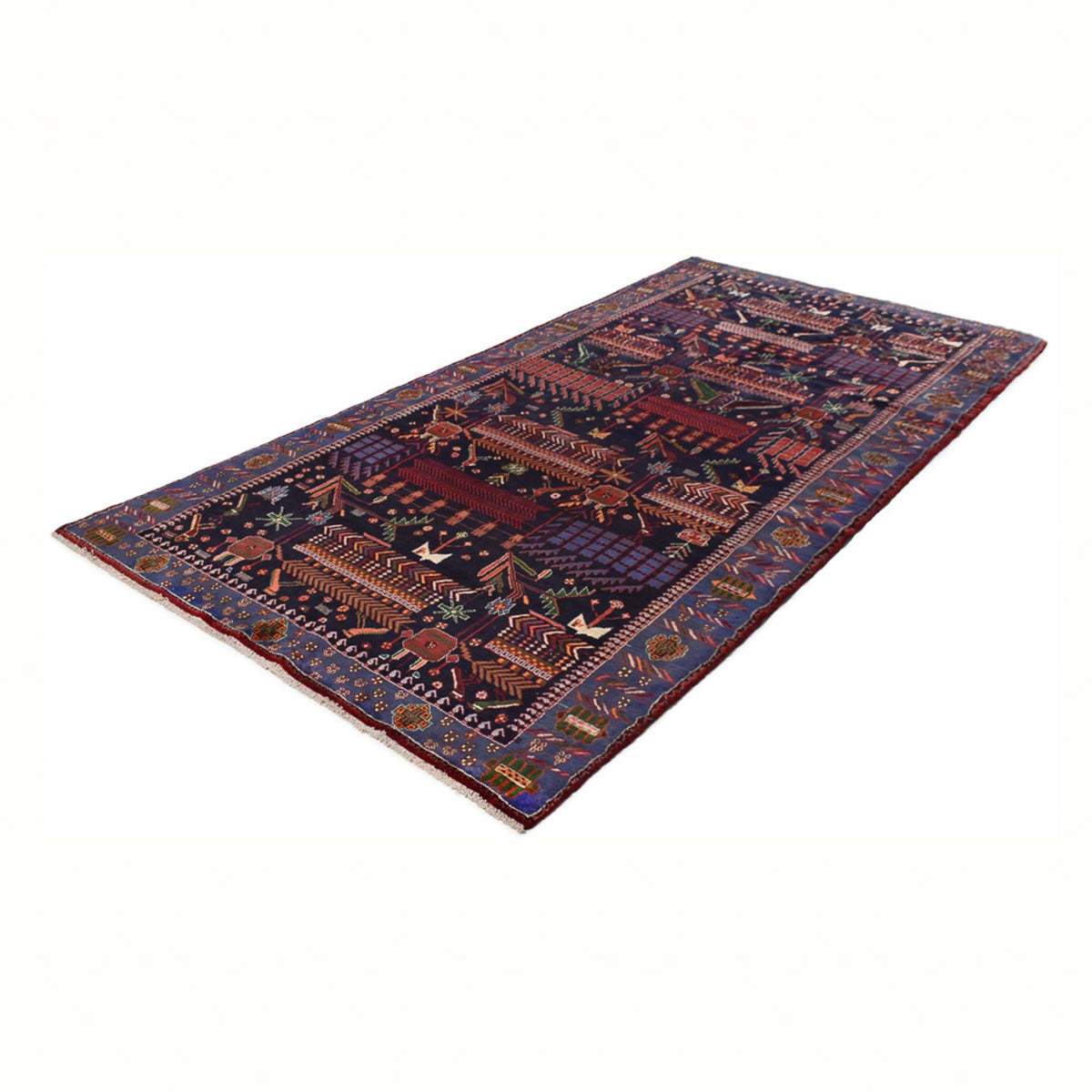 Tapis de couloir Tapis persan - Nomadic - 382 x 168 cm - rouge foncé
