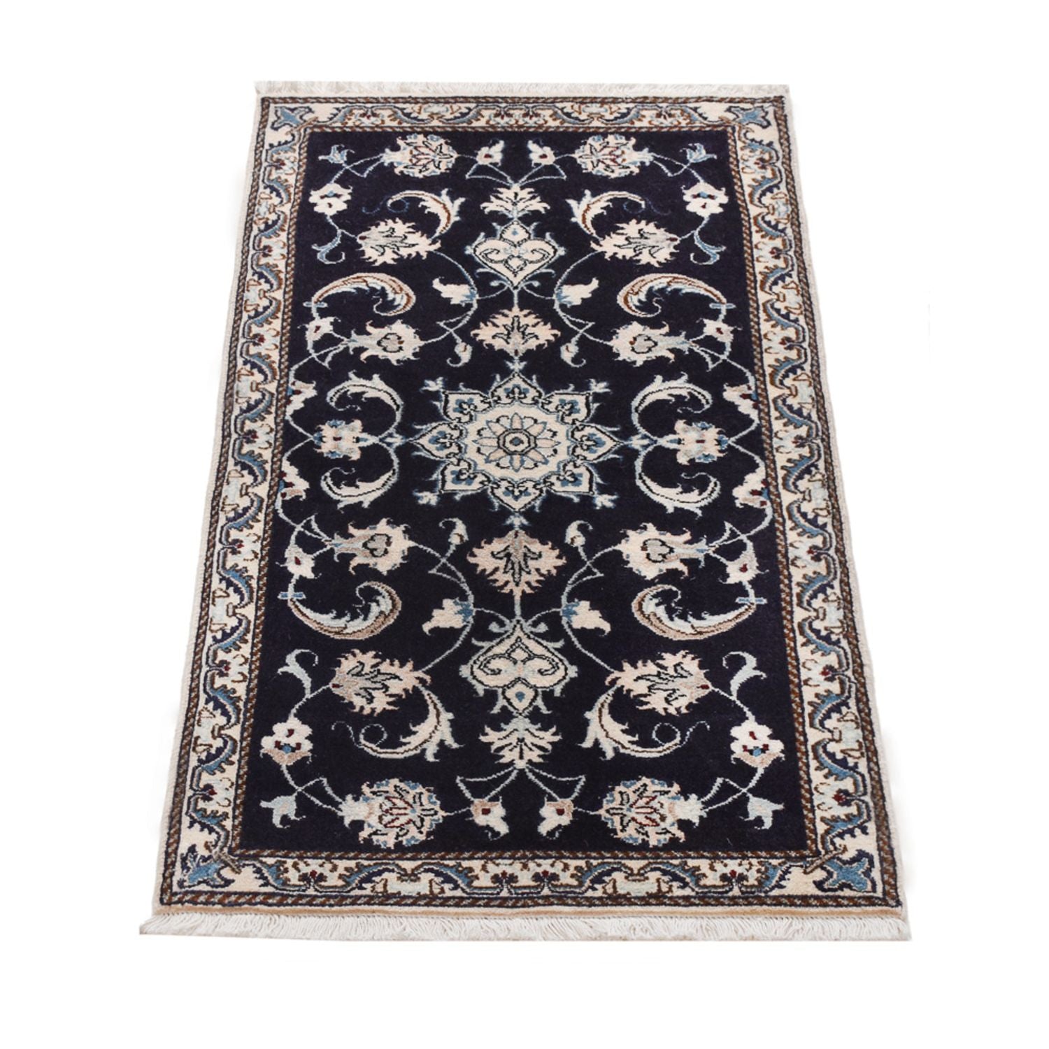 Tapis persan - Nain - 138 x 66 cm - bleu foncé